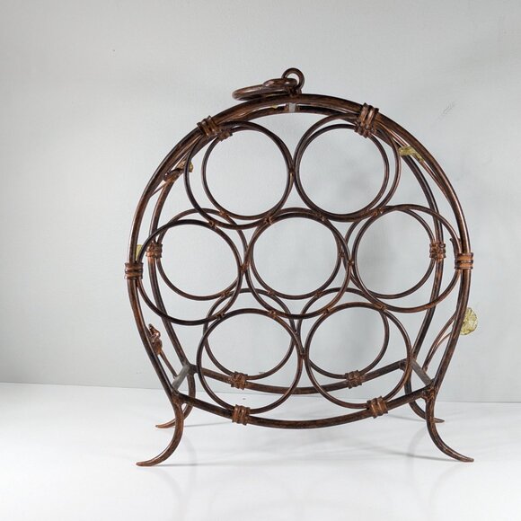 Vintage wrought Iron wine bottle storage rack, portable guest towel shelf - Picture 2 of 7